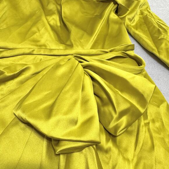 Mac Duggal Ieena 26676 Green Chartreuse Gown 14 Structured Bow Long Sleeve NWT - Picture 12 of 16